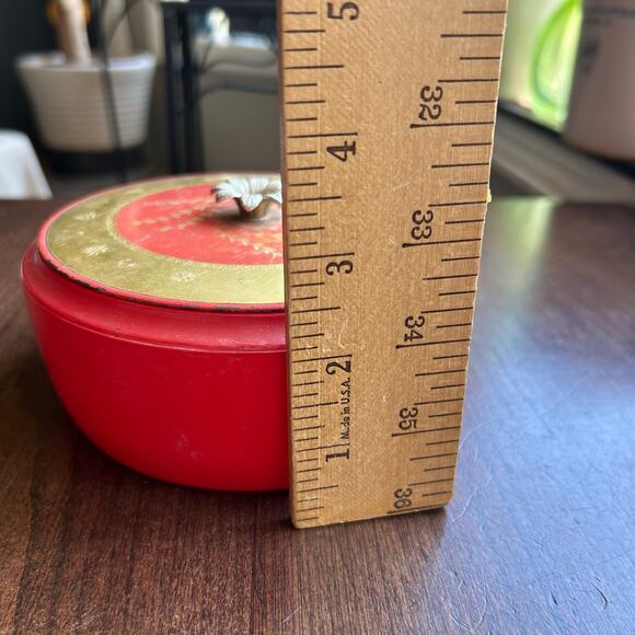 Vintage Avon Persian Wood Dusting Powder Red Gold Ceramic Container - Picture 12 of 12